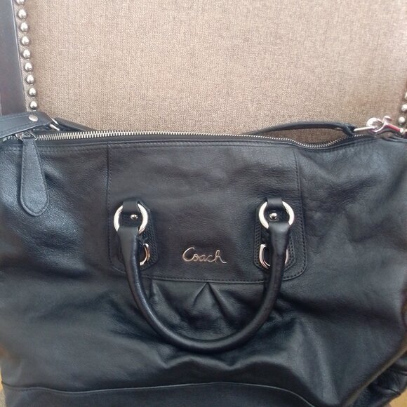 Coach Ashley Black Leather Satchel Bag F15447 - Picture 2 of 9